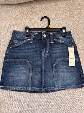 Noisy May Dark Blue Denim Mini Skirt with Patch Pockets